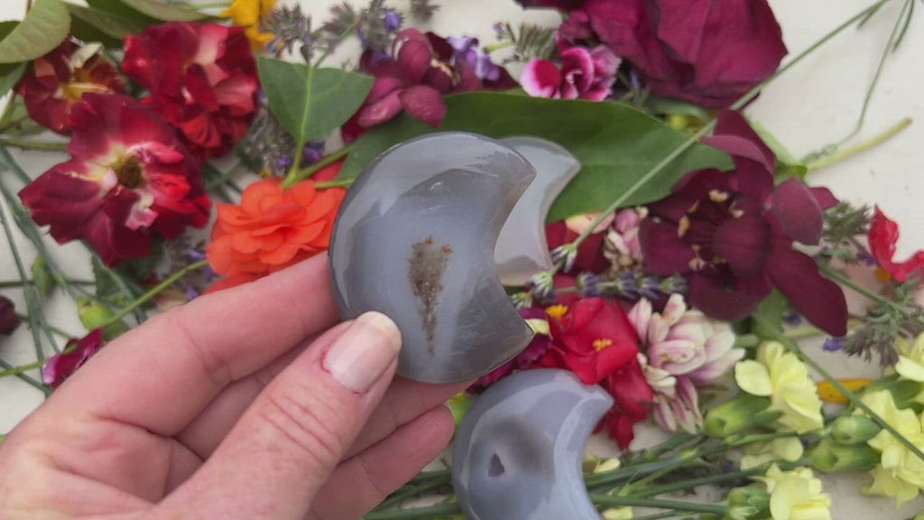 video of agate moon with druzy window